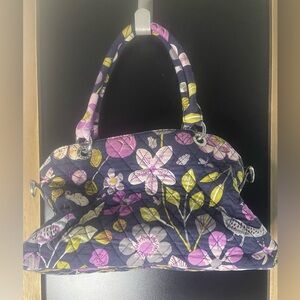 VERA BRADLEY “Floral Nightingale” Retired Navy/Purple Floral Hobo Bag/Purse